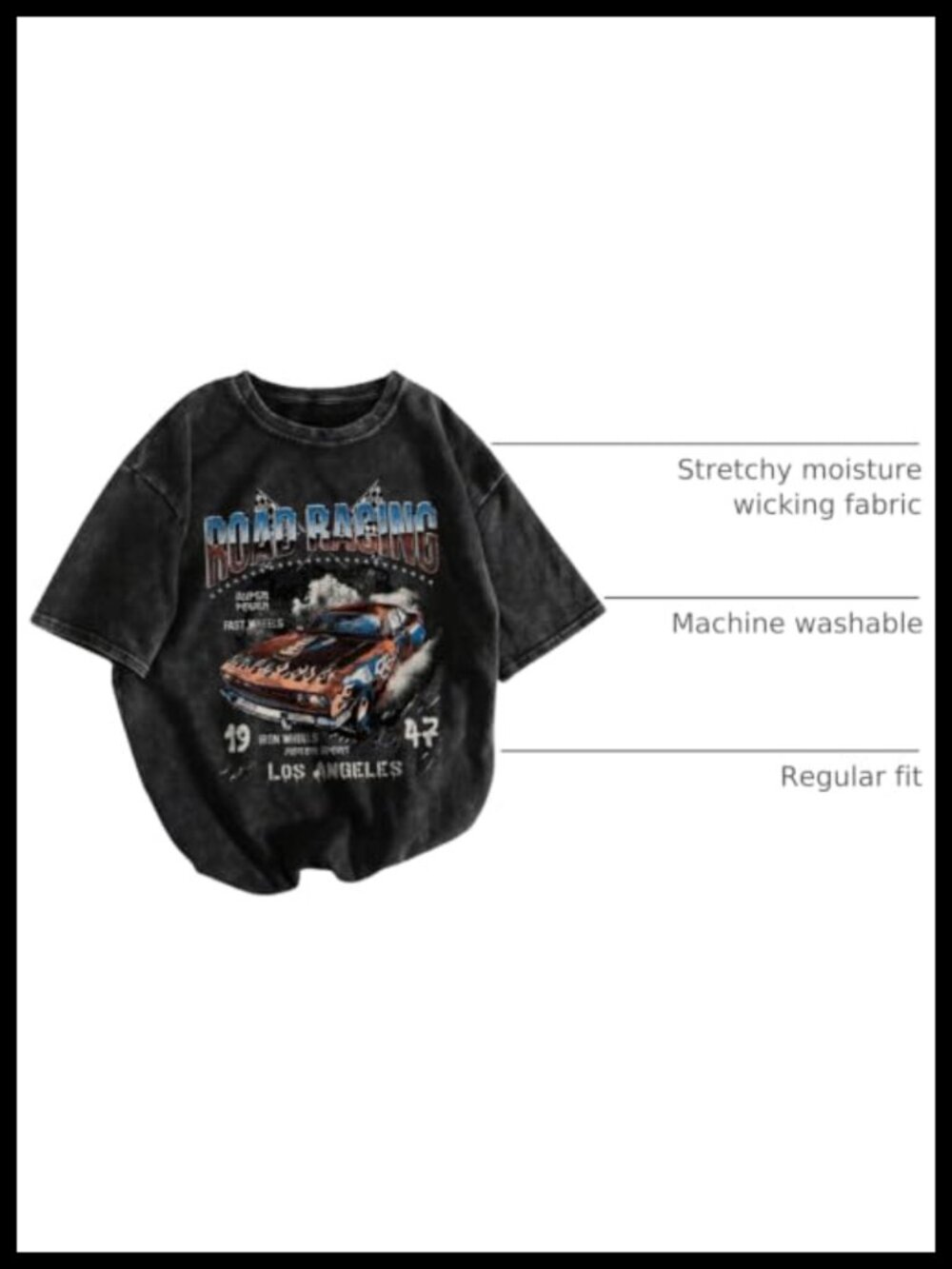 Men's Graphic Vintage Oversized Short Sleeve Tee Shirt - Picture 3 of 6